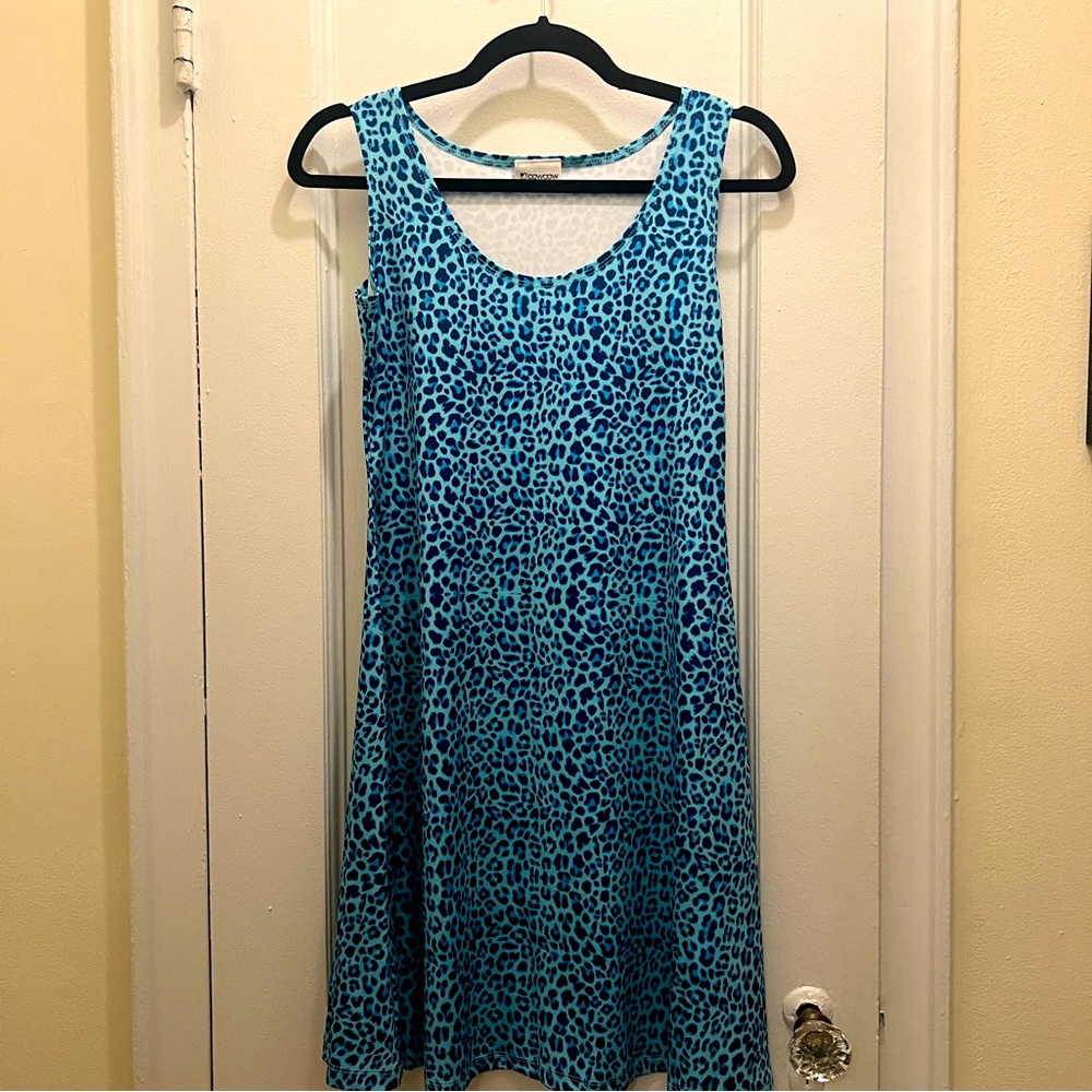 CowCow Blue Leopard Dress NWOT